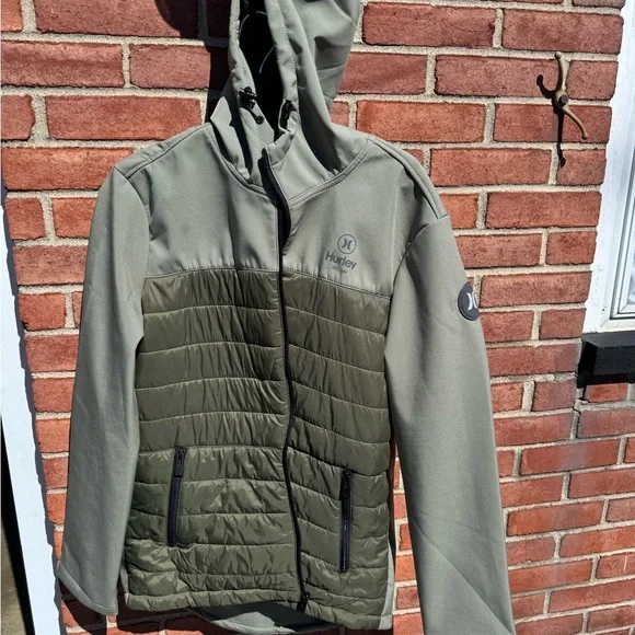 Hurley Green and Gray Hooded Jacket - Picture 2 of 16